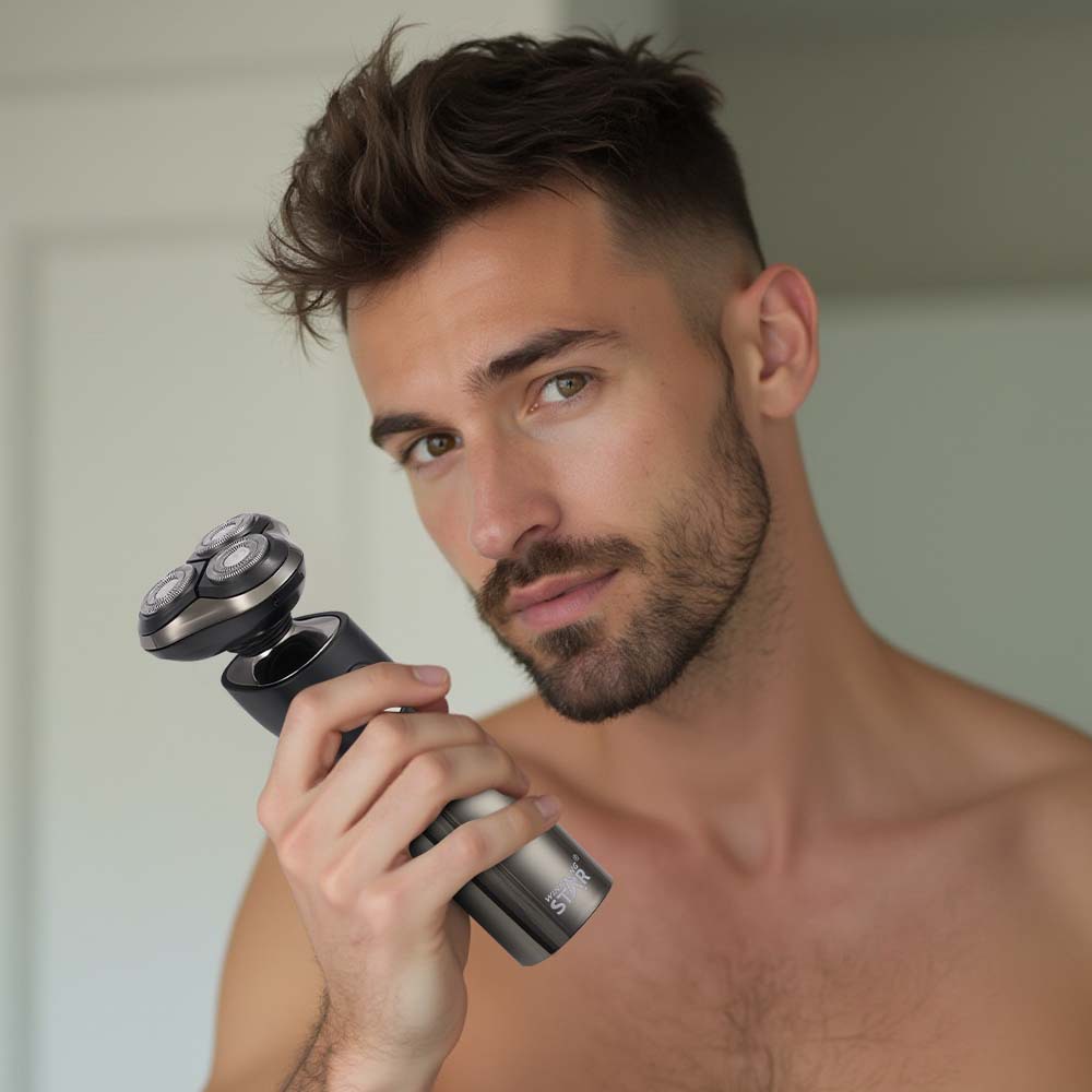 Winning Star Home impermeable pantalla digital inteligente recargable portátil de larga duración afeitadora eléctrica de 3 cabezas