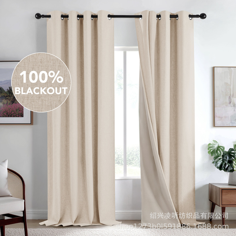 Exclusively available on Amazon: 100% blackout double-layer linen-look curtains, direct from the polyester-linen imitation curtain factory