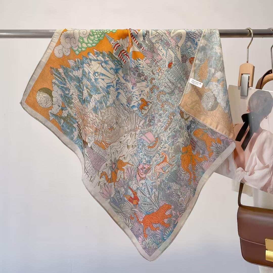 春夏秋季新款70方巾棉麻手感防晒丝巾气质百搭披肩高级感围脖批发