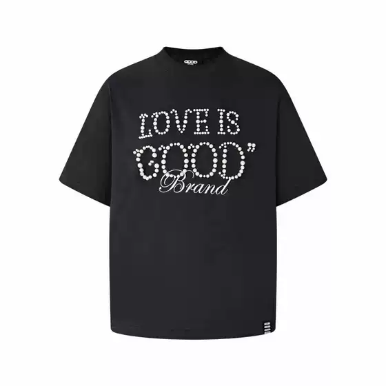 25ss Old White GOOD National Tide Niche Tide Brand Pearl Slogan Short Sleeve Couple T-shirt Star Red Blogger Same T