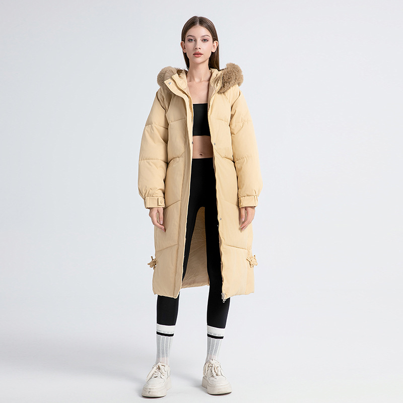 Parka oversized de damă cu glugă din blană artificială și șnur_voghion.com