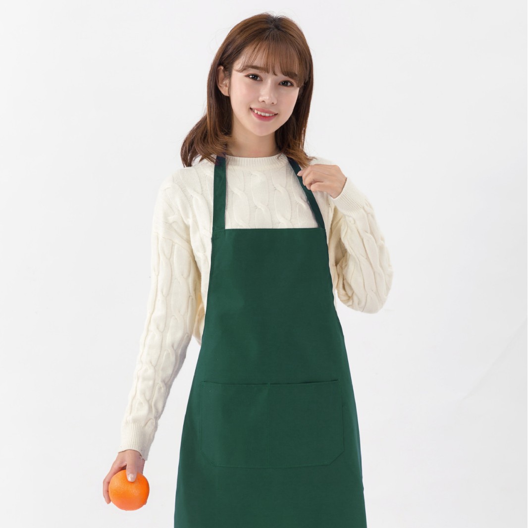 Delantales de cocina de poliéster con logo impreso, resistentes al agua, anti-manchas de aceite, para catering y trabajo, venta directa de fábrica.