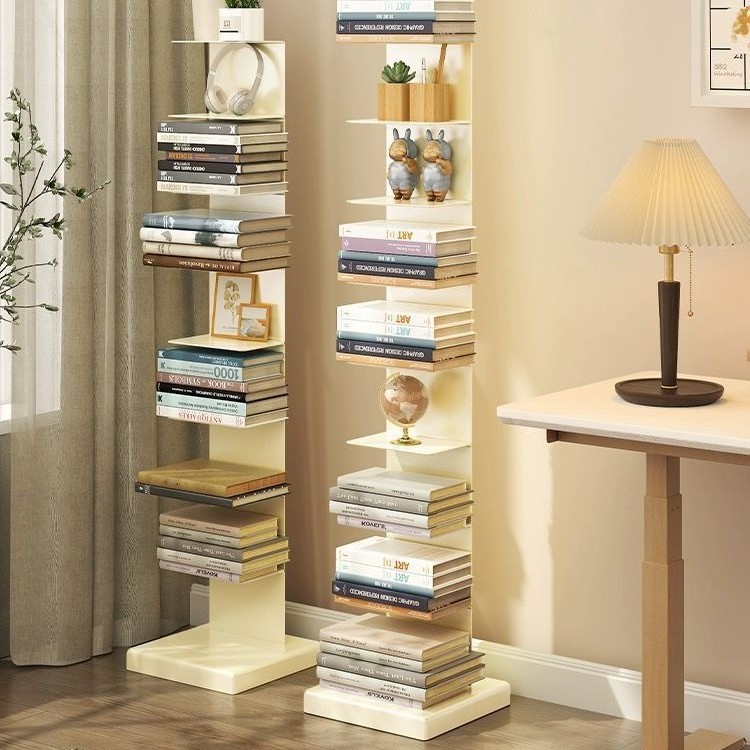 Invisible Bookshelf Floor-Standing Storage Rack Iron Simple Vertical Bookcase Living Room Corner Integrated Wall Book Storage Rack