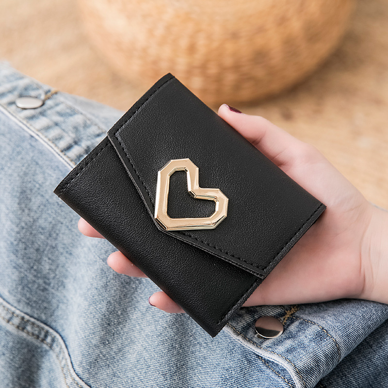 Women's Heart Shape Solid Color Pu Leather Magnetic Buckle Wallets display picture 1