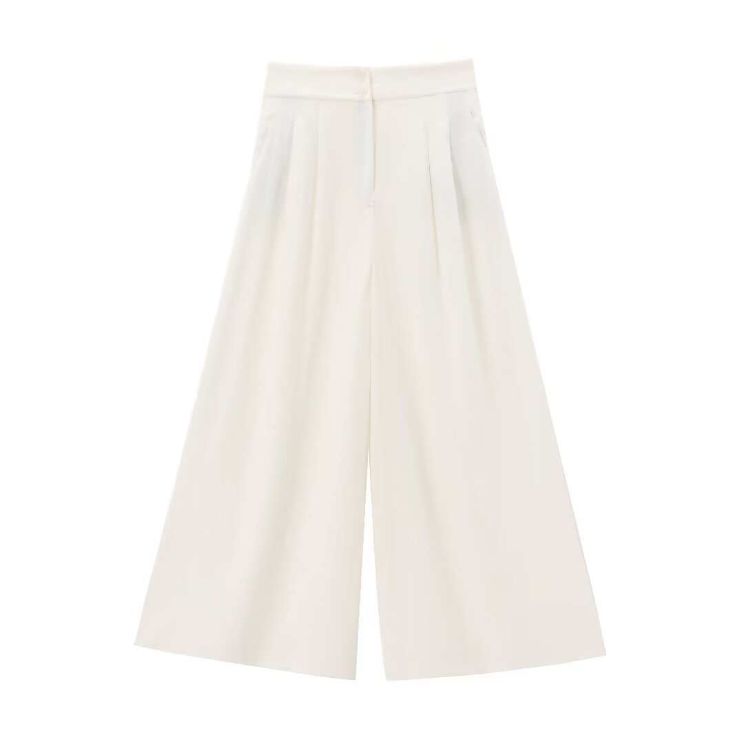 Pantaloni pieghettati in misto lino da donna, stile estivo 2024_voghion.com