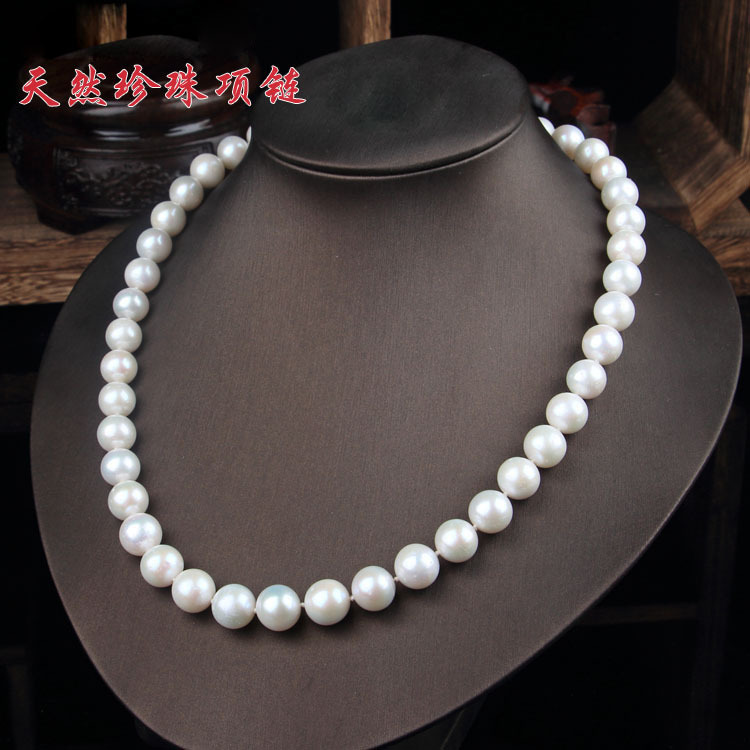Natural pearl necklace freshwater round pearl mother of pearl chain pink rice-shaped pearl tower chain simple string live stream supply