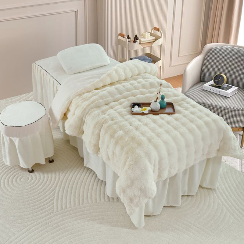 Crystal Velvet Beauty Salon Four-Piece Set Milk Velvet Thickened Beauty Bedspread Massage Bed Rabbit Velvet Plus Velvet Quilt Cover Bed Sheetss
