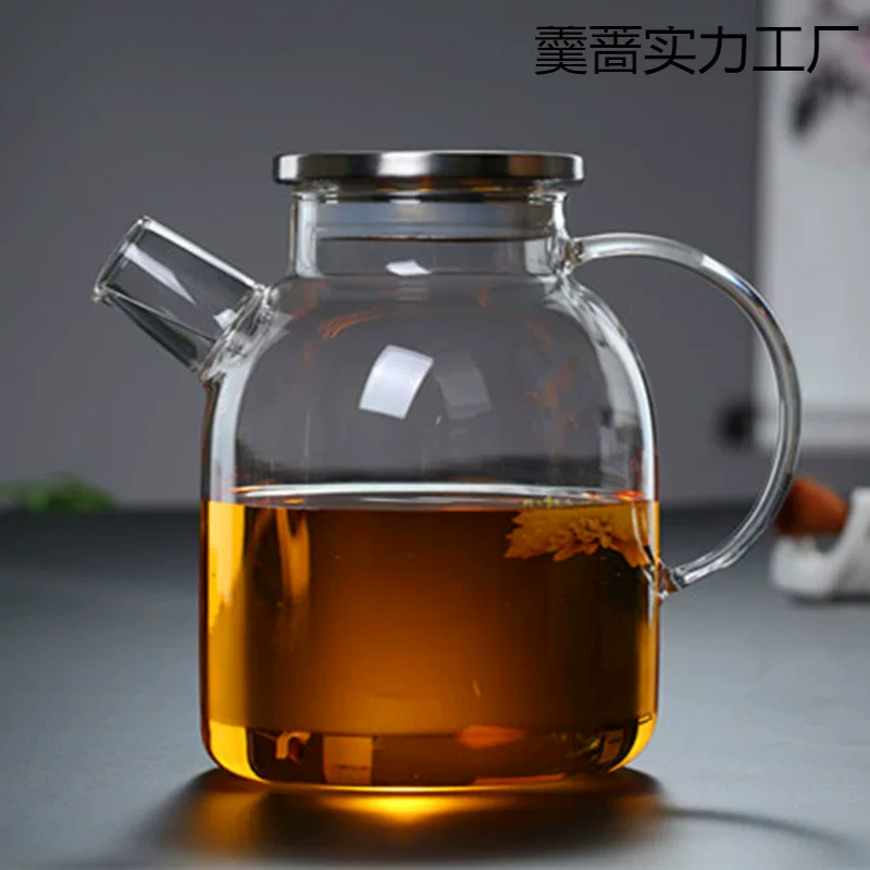Glass teapot, explosion-proof capacious transparent set for home use, increased thickness