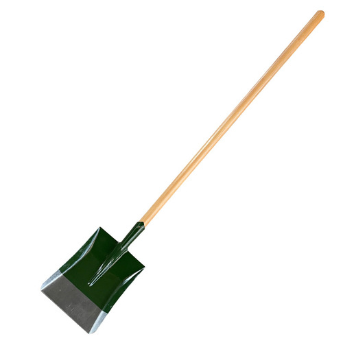 Shovel for agricultural digging, wooden handle, iron head, square tip, construction site, fire and flood prevention, flood control shovel, green shovel.