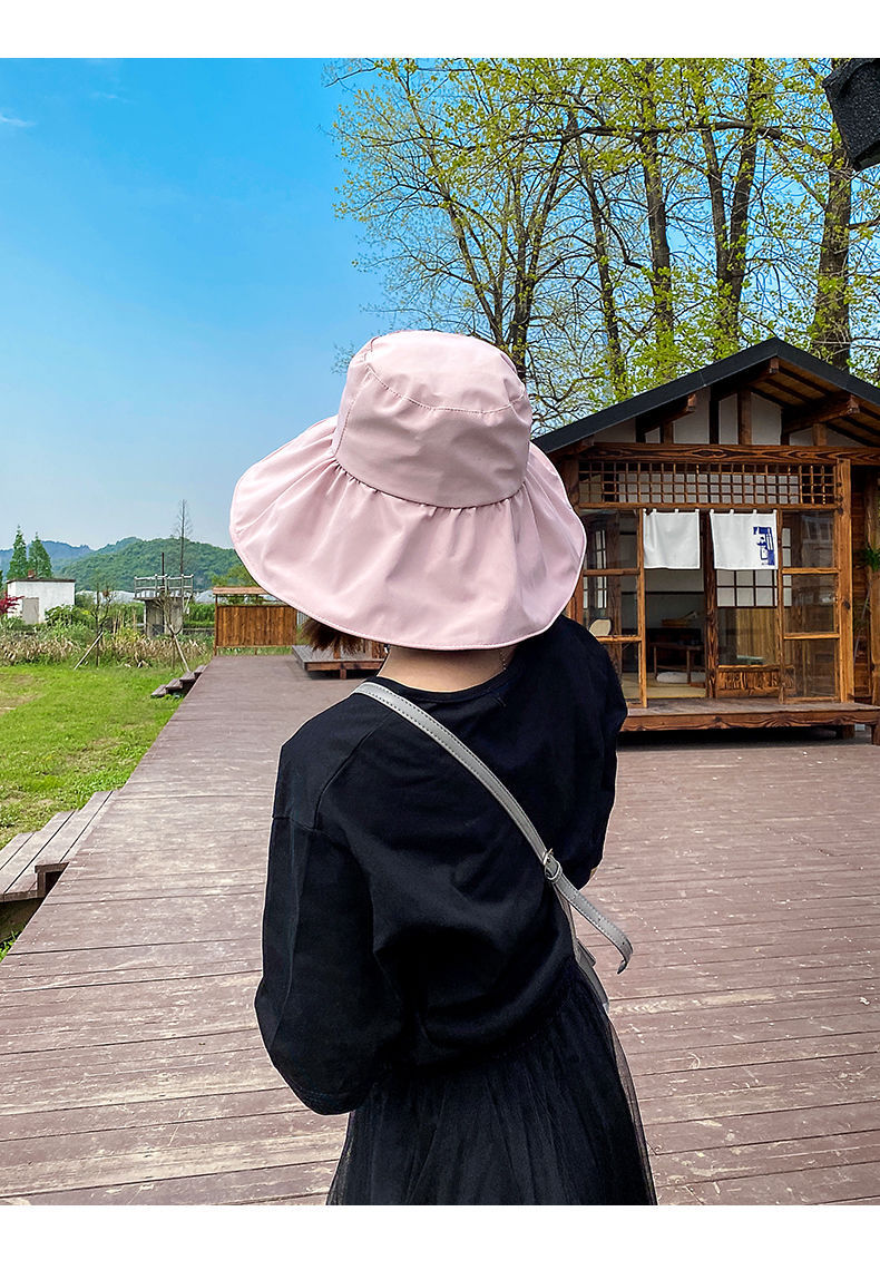 Summer UV resistant women s black rubber new versatile sunscreen western style face covering fisherman travel sun_voghion.com