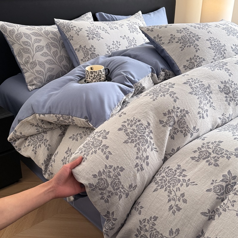 Jacquard grueso molido de algodón de tres capas de hilo de cuatro piezas de un conjunto de sábanas de algodón de clase A de tres piezas de ropa de cama de otoño y invierno 4