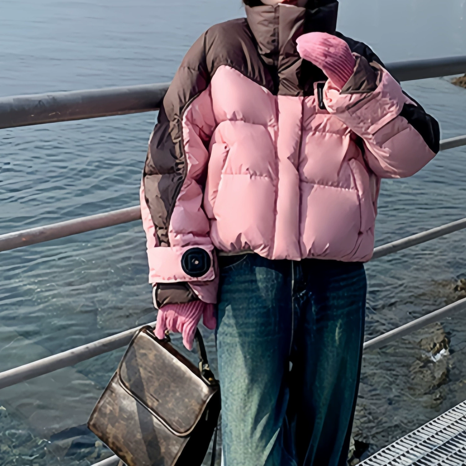 Winter short trend down jacket for leisure, 2024 years, oversize, increased thickness