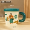 Square cup green boy with lid