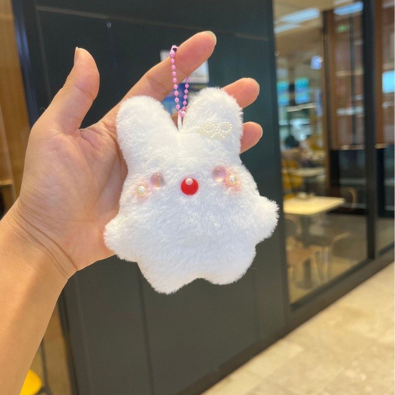 可爱吱吱叫超萌小白兔小白猫毛绒玩偶挂件情侣钥匙扣抓娃娃机玩具|undefined