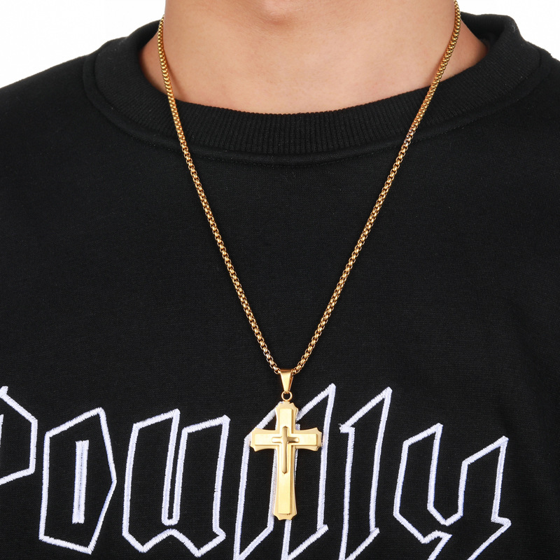 Men'S Gender Hip-Hop Cross 304 Stainless Steel Plating Men'S