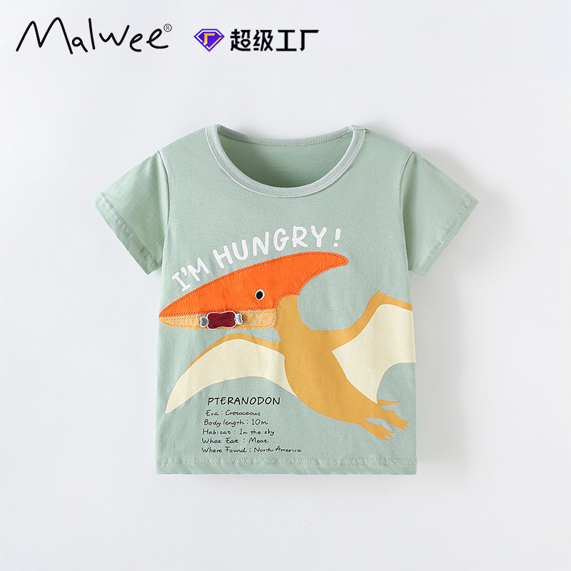 Camiseta de niño malwee transfronteriza verano nueva camiseta de cuello redondo para niños pequeños y medianos europeos y americanos hermosa camiseta para niños