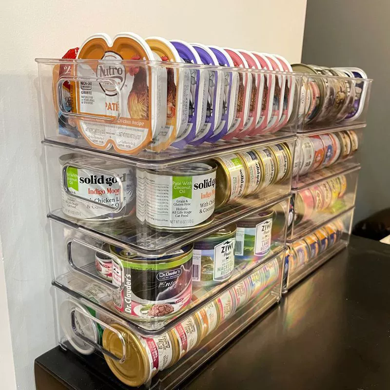 [Бесплатная доставка] Коробка для хранения консервированных кошек Корм для собак Корм для еды Сумка для хранения Настольная Прозрачная коробка для обработки животных