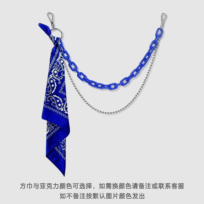 ヒップホップパンツチェーンアクセサリーインハイストリートアクセサリー蛍光樹脂パンツチェーンスクエアスカーフメンズメタルウエストチェーン女性ウエスト卸売|undefined