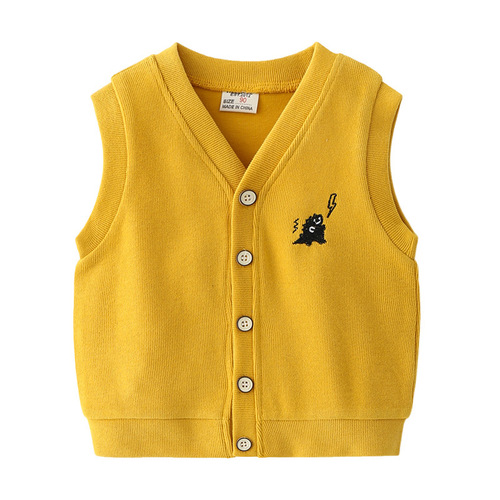 Spring children's vest, cotton trendy boys' tops, hooded single-breasted cute style children's clothing