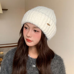 秋冬季加厚保暖护耳毛线帽子女户外防寒套头冷帽百搭大头围针织帽