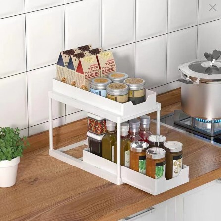 Double-layer storage rack kitchen seasoning drainage rack bathroom room living room storage rack multifunctional sink storage rack