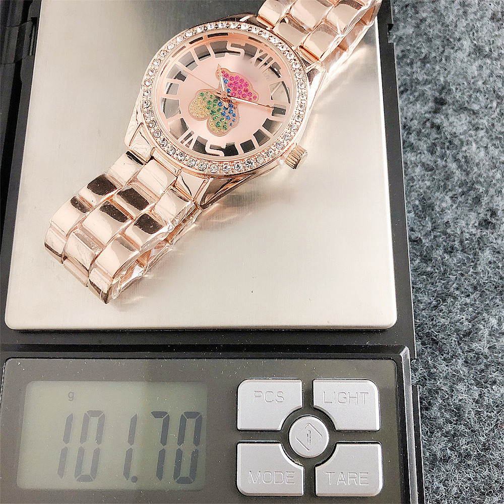 Women's Quartz Watch With Bear Dial And Diamond Details For Ladies_voghion.com