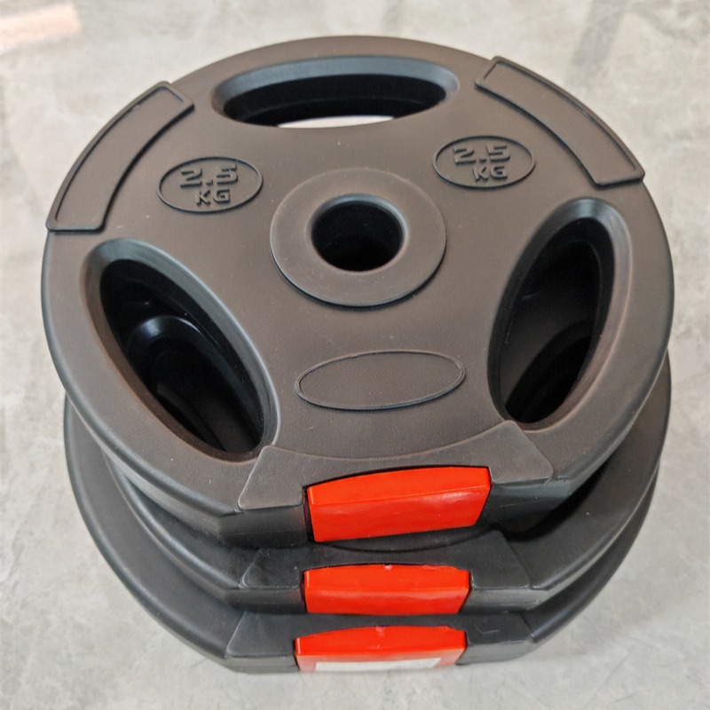 Barbell Plates, Environmentally Friendly Weight Plates, Hand Grip Plates, Three-Hole Rubber-Coated Plastic Dumbbell Plates, Household Commercial Fitness Equipment, Non-Slip
