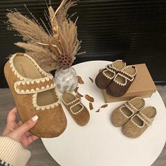 时尚通勤复古厚底拖鞋圆头增高勃肯鞋女秋冬季魔术贴百搭玛丽珍鞋