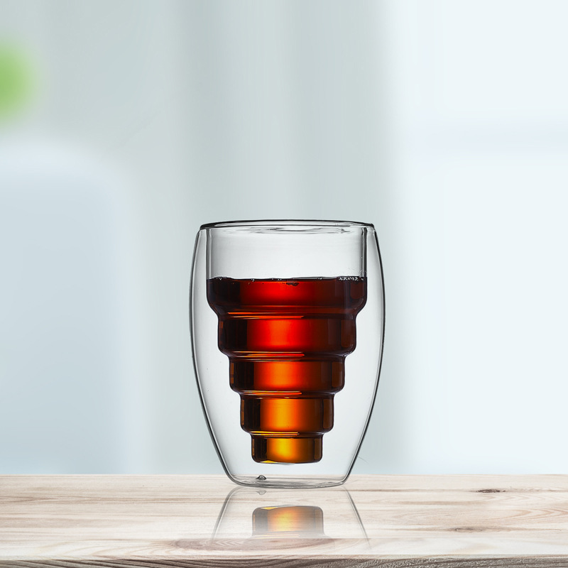 Borosilicato transparente taza de cerveza Oficina vidrio creativo bebida fría taza de cerveza de doble capa forma de vidrio