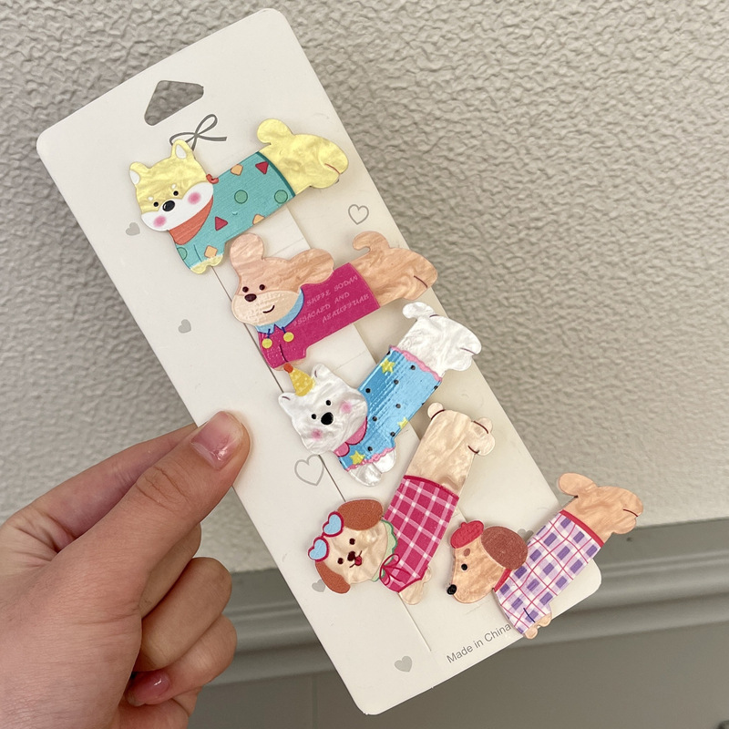 New Cute Jumping Puppy Acrylic Hairpin Accessories Japanese and Korean Versatile Student Bangs Side Cartoon Headwear