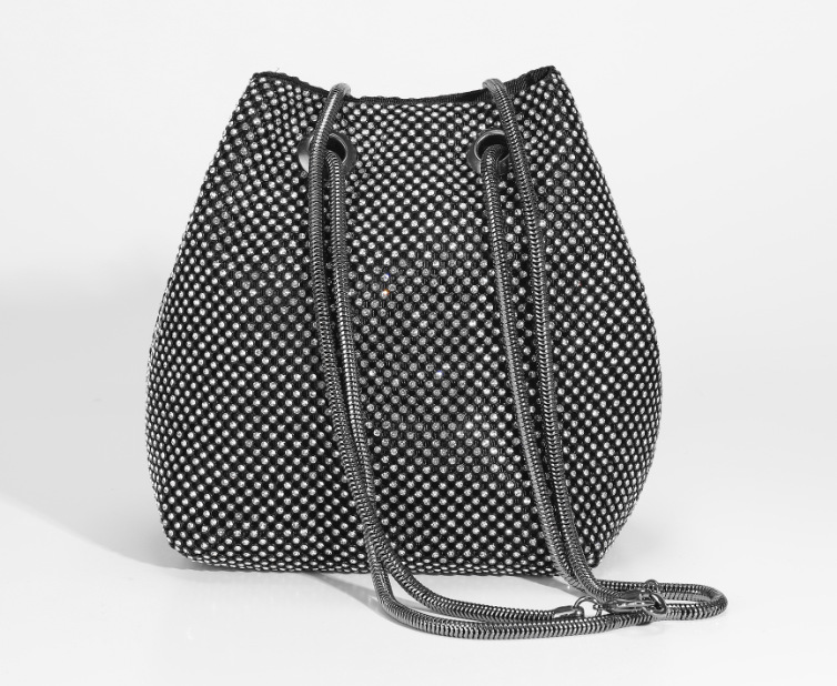 Cross-Border New Fashion Bucket Bag, Rhinestone Evening Clutch For Banquets And Formal Dresses, Trendy Women's Handheld Evening Bag - Thumbnail 6