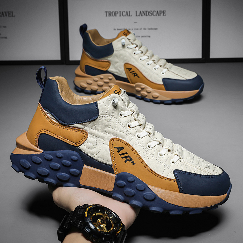 Zapatos de hombre de la estación europea 2024 nuevo estilo de primavera y verano, suela gruesa transpirable, aumento de los zapatos Forrest Gump, zapatos casuales de moda