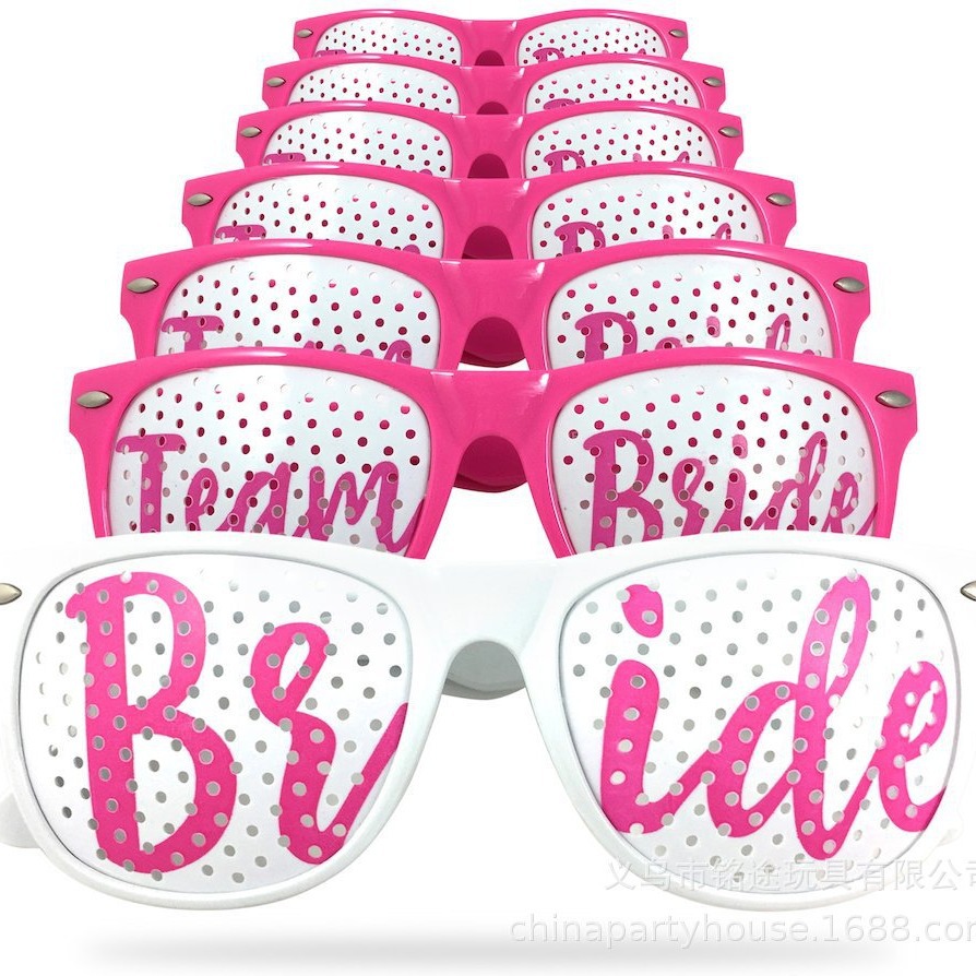 Gafas de despedida de soltera para la novia, equipo de la novia, dama de honor, accesorios de boda con cuentas de arroz, decoraciones creativas para bodas