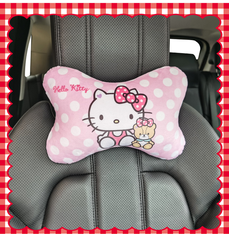 Hellokitty Car Pillow Cute Cartoon Car Headrest Neck Pillow Popular Leather Pillow Bone Pillow for Women