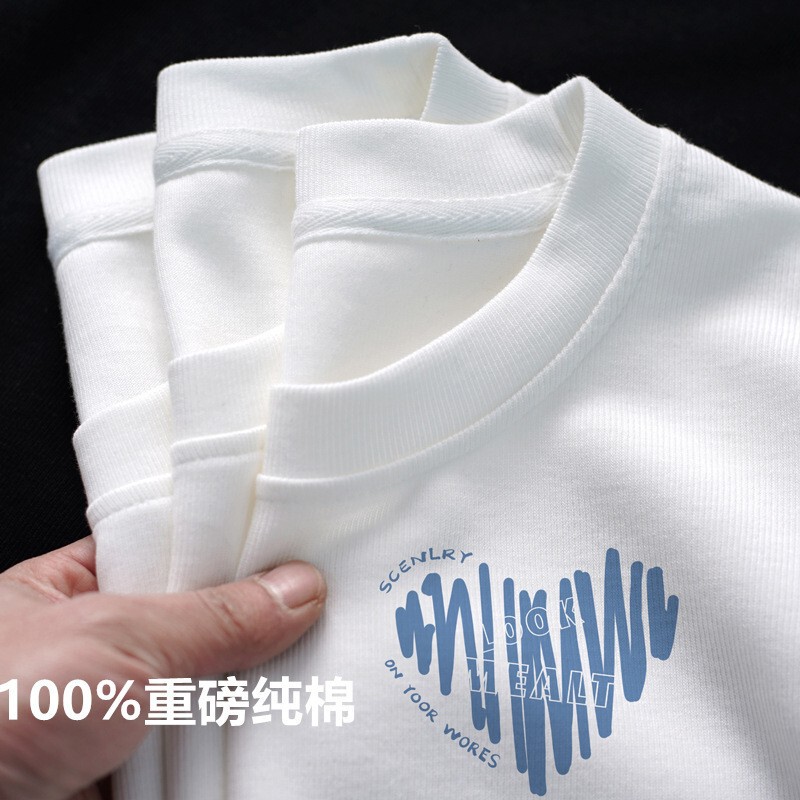Xinjiang Heavyweight T-Shirt Unisex Chinese Style National Trend Short-Sleeve Base Shirt Ins Summer Plus-Size Half-Sleeve Trendy