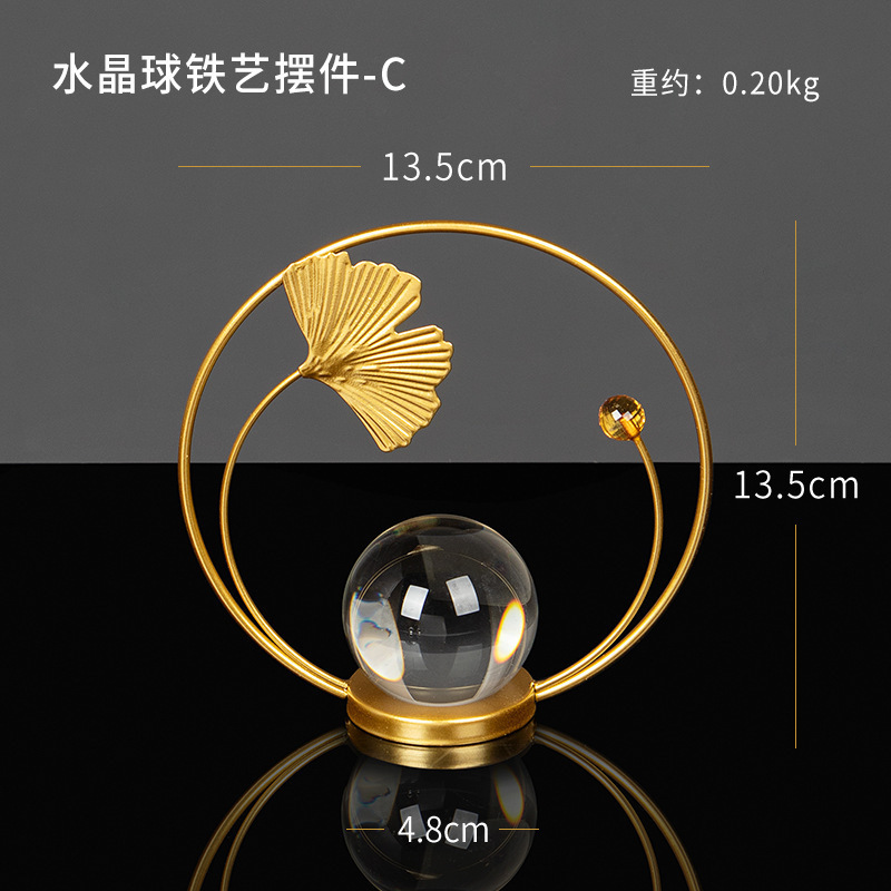 Líneas creativas de metal cristal bola decoración de nicho de alta calidad sala de estar dormitorio oficina decoración de escritorio