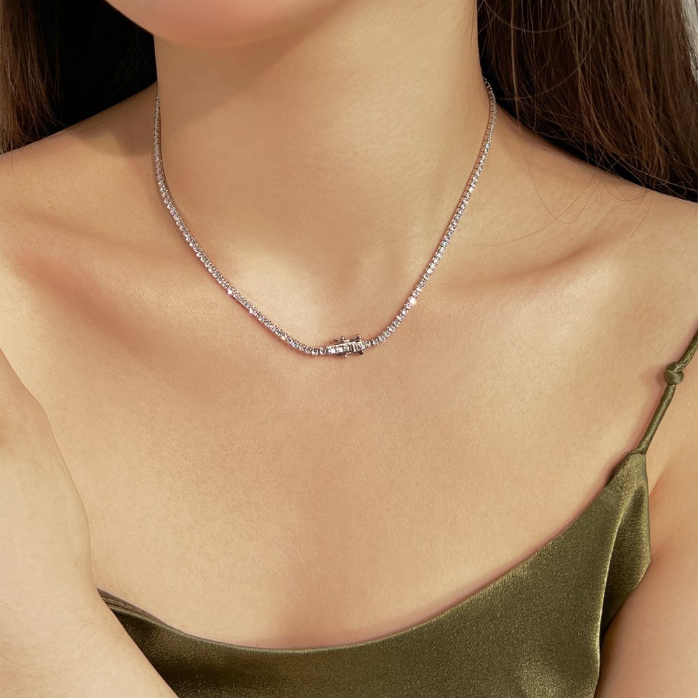 Style Simple Couleur Unie Argent Sterling Incruster Zircon Collier 1 Pièce display picture 2