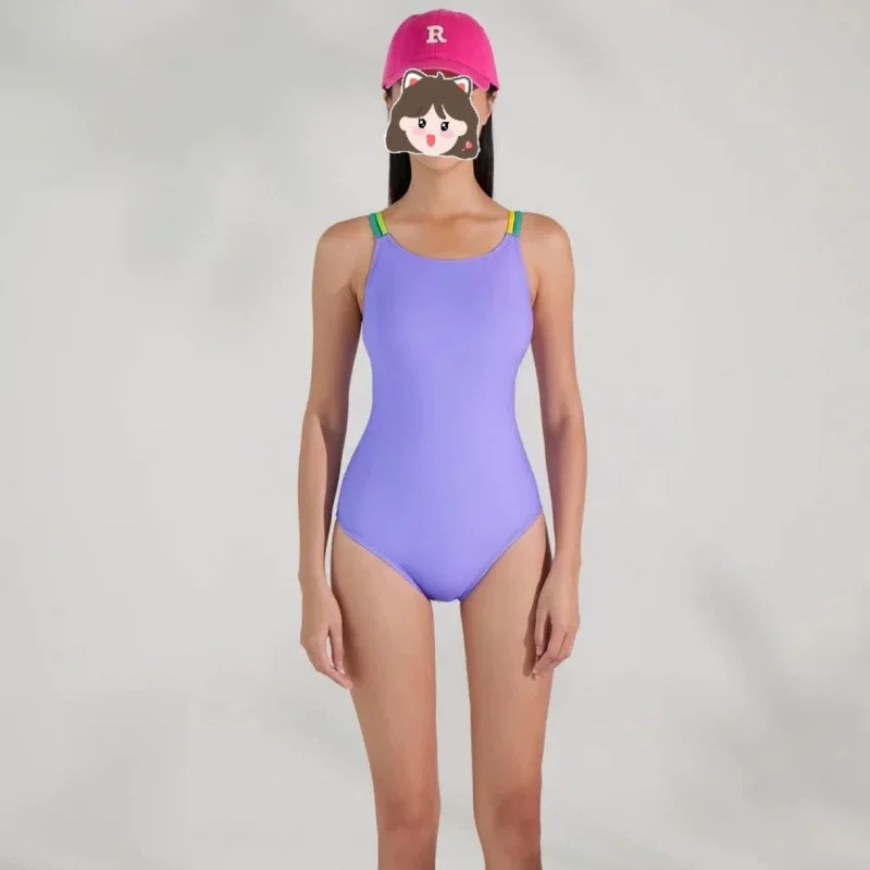 Многоцветные ремешки, олимпийский купальник для тренировки, облегающий