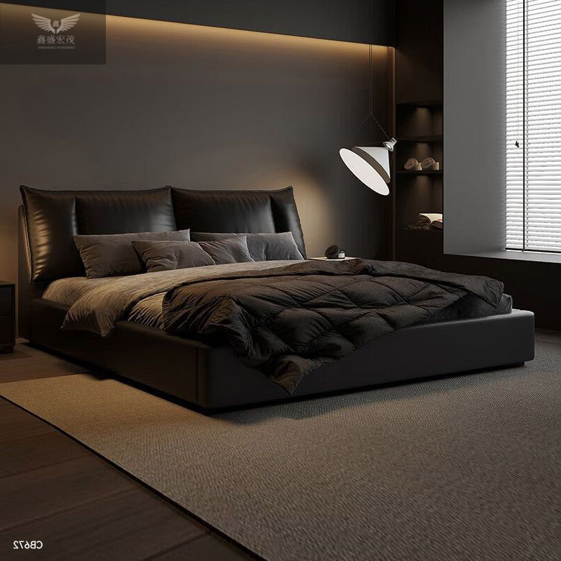 Cama de cuero Cama doble moderna simple Cama doble de bolsa blanda de alta gama italiana de 1,8 m Cama individual de 1,5 m Cama de almacenamiento para bodas