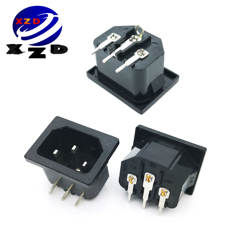 AC05A弯脚 品字3脚90度电源插座 AC209B 带尾巴ac电源插座
