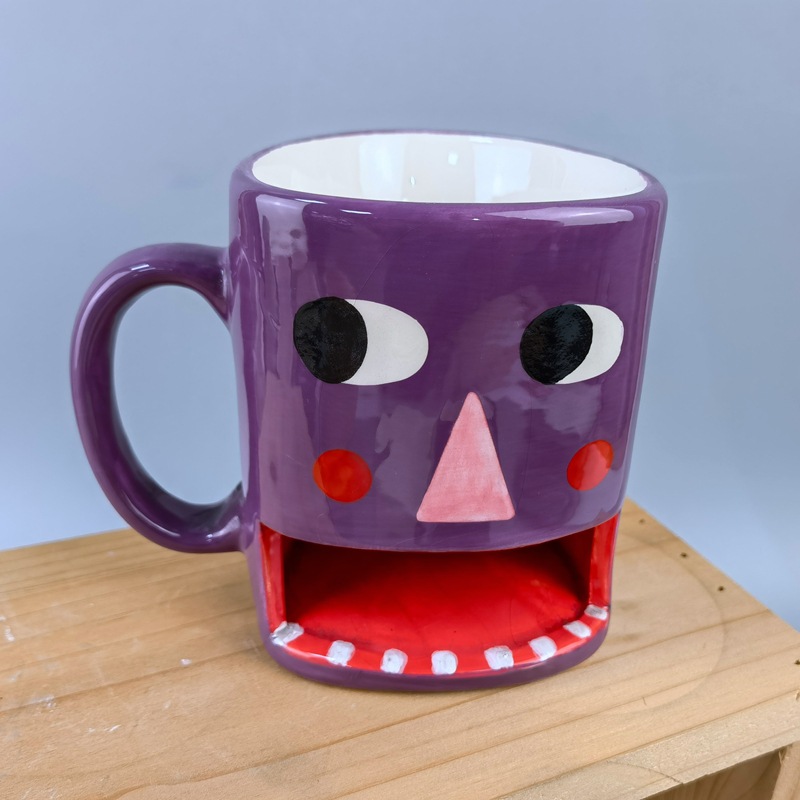 Taza de bolsillo de forma especial personalizada, taza de desayuno de galleta, taza de lechada, taza de galleta de cerámica, taza de agua intercalada