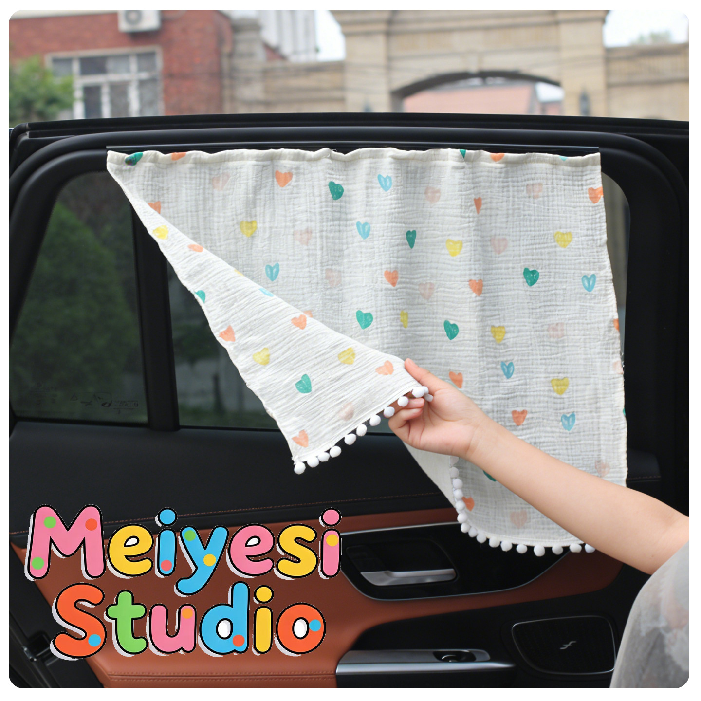 Embedded Sliding Rail Car Curtains, Cartoon Car Sunshade Curtains, Cute Sun Protection and Heat Insulation Cartoon Car Curtains