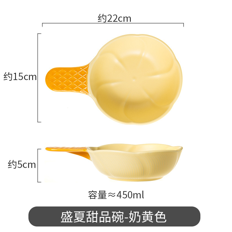 Hogar de los niños de dibujos animados helado tazón bajo vidriado mango irregular tazón de cerámica especialmente hermoso tazón de postre de verano