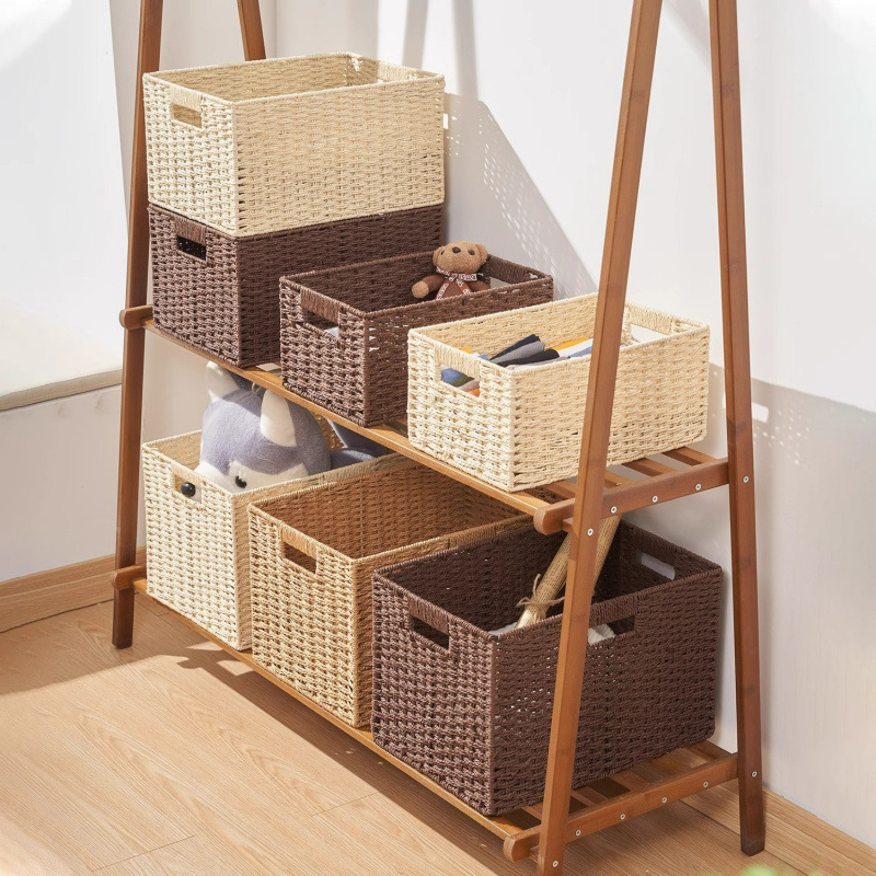 Cesta de almacenamiento de tejido, gabinete de biblioteca, gabinete de televisión, caja de almacenamiento, armario de almacenamiento de caña, caja de almacenamiento de juguetes, cesta de almacenamiento