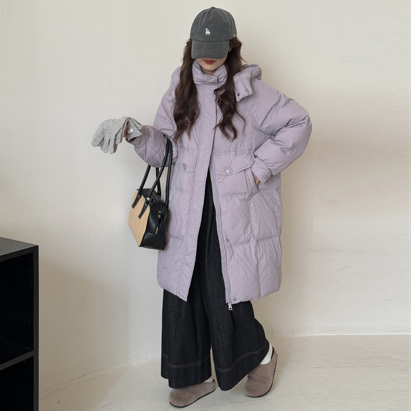 Capa de algodón de comercio exterior mediano largo 2025, nueva chaqueta de plumón coreana para mujeres suelta y gruesa chaqueta de algodón de invierno image 1