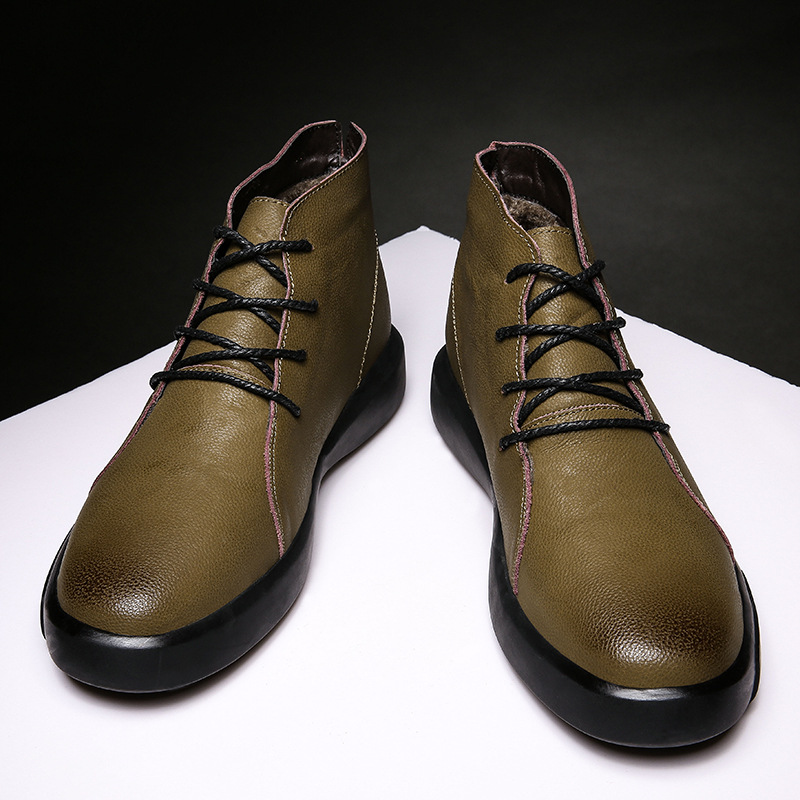 Más tamaño transfronterizo otoño e invierno botas amarillas martin de los hombres algodón estilo coreano antideslizante resistente al desgaste cálido al aire libre botas casuales