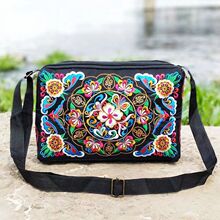 跨境货源 古风双面刺绣斜跨包小包包crossbody bag女士帆布单肩包