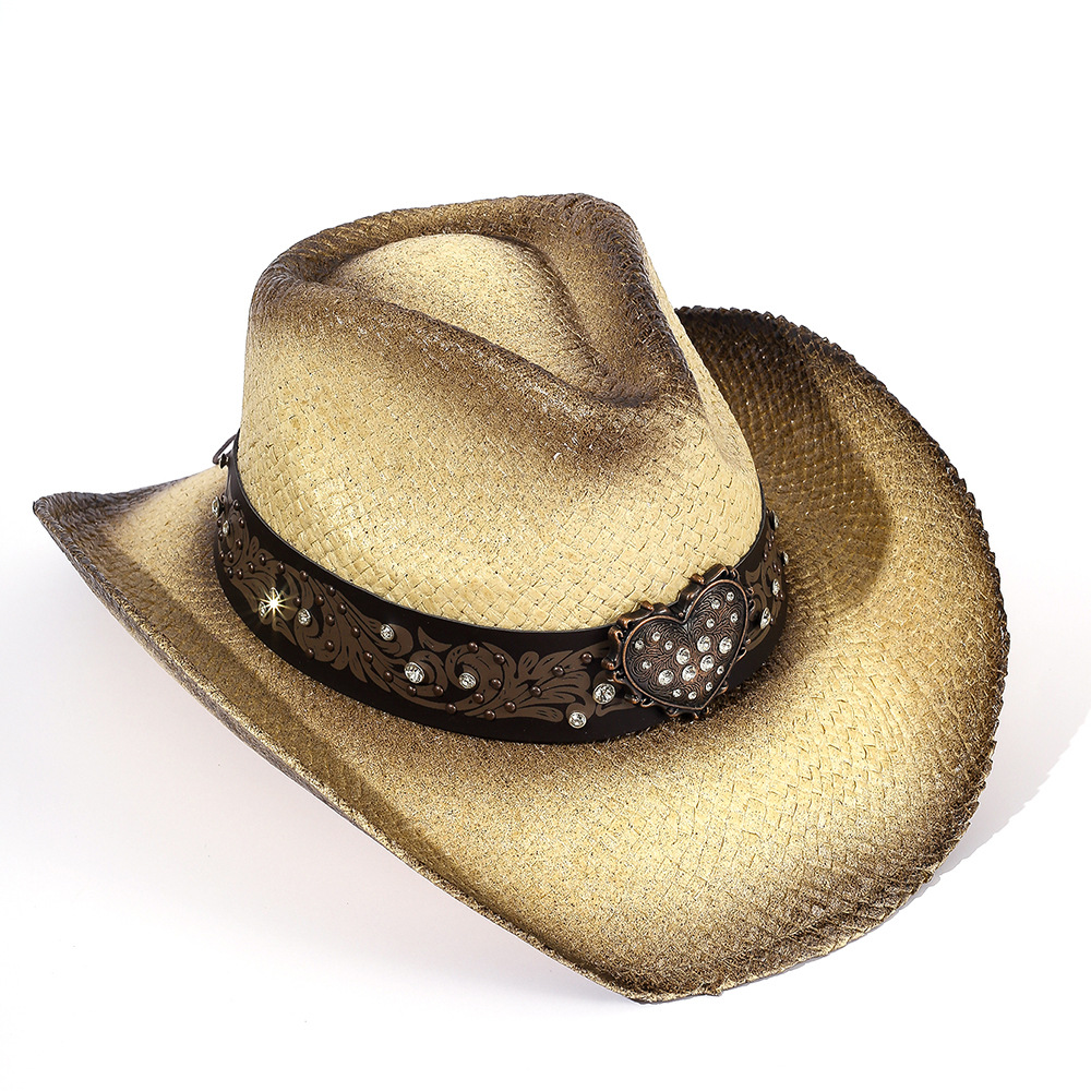 Sombrero de vaquero de paja de verano bordado transpirable sombrilla sombrero para el sol sombrero de playa sombrero de paja sombrero fresco sombrero de mujer