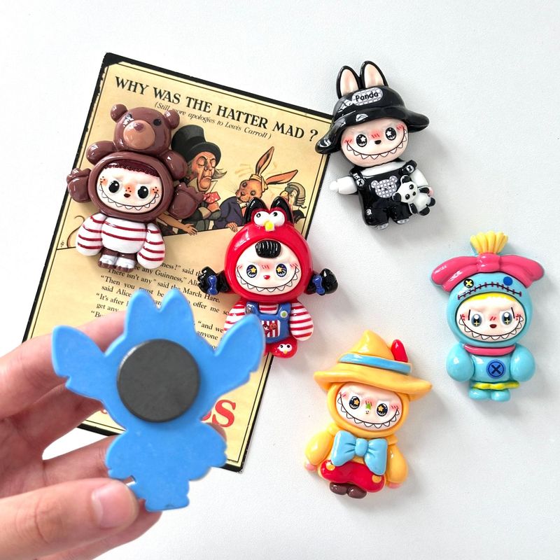 新しい漫画かわいいラブブ半透明ソリッドカラー冷蔵庫マグネット樹脂アクセサリー三次元装飾磁気ステッカー|undefined