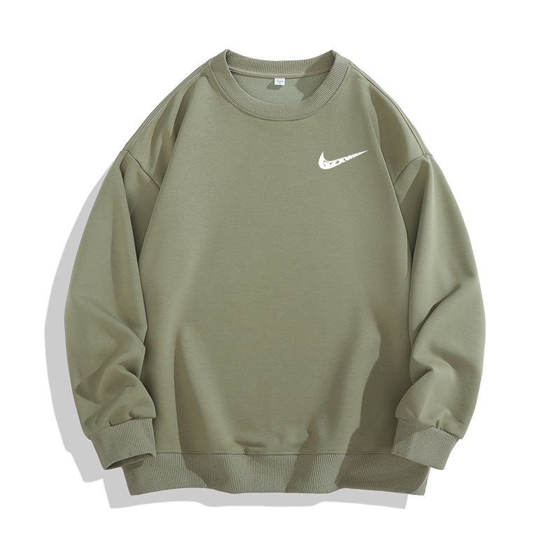 Fashionable Brand Fashion Sweatshirt for Men in Autumn and Winter New Men's Round Neck White Bottoming Shirt for Boys Large Terry Off-Shoulder Sweatshirt